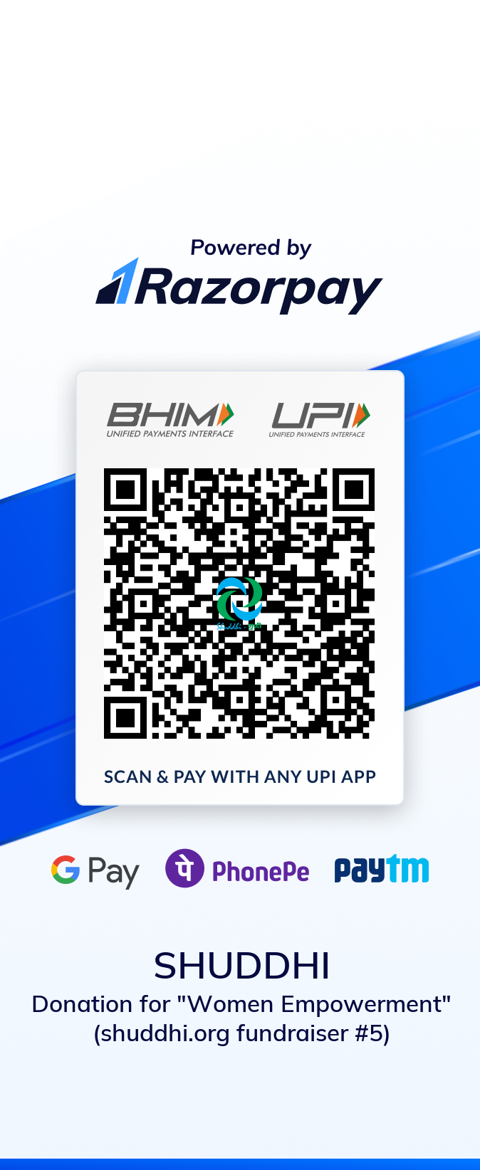 UPI QR code to donate to Women Empowerment